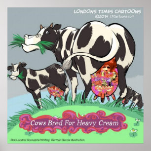 Póster Vacas Criadas Para Creme Pesado Cartaz Divertido
