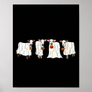 Poster Vacas Fantasmas Engraçadas Vacas do Dia das Bruxas
