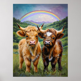 Poster Vacas Highland e Arte Arrendadeira Arco Arco Arco-