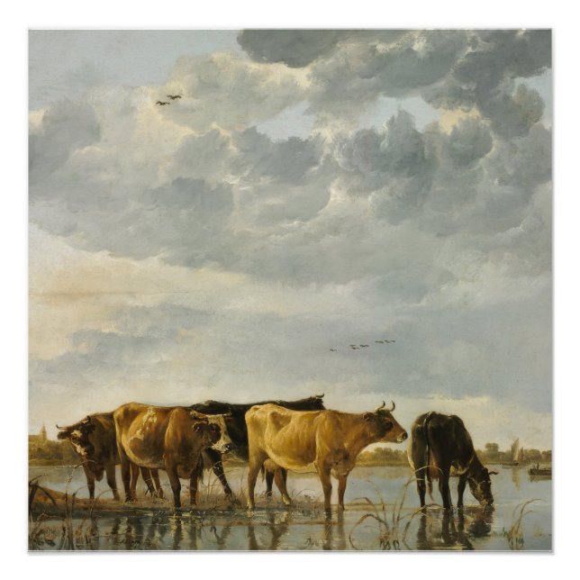 Póster Vacas num Poster do rio Aelbert Cuyp (Frente)