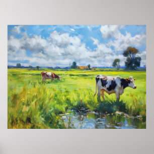 Poster Vacas Pastando às Margens do Rio Havel