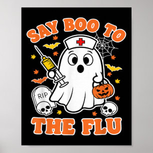 Poster Vacina Engraçada Diz Boo À Enfermeira Fantasma Da 