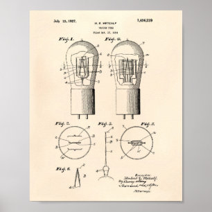 Póster Vacuum Tube 1927 Patent Art Old Peper