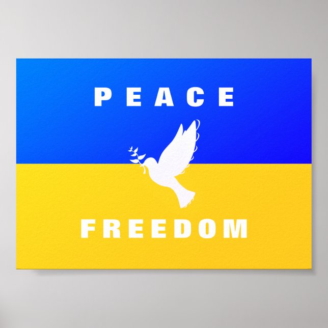 Poster Vaga da Paz - Bandeira da Ucrânia - Paz - Liberdad (Frente)