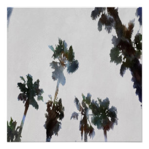 Póster Vaga Palmas Tropicais Cores Artísticas