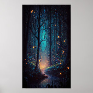Poster Vagalumes mágicos na floresta