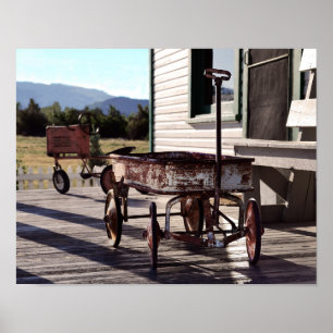 Póster Vagão de Brinquedos Vintage e Triciclo de Trator