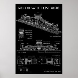 Poster Vagão de Frasco de Resíduos Nucleares PTW "Bluepri