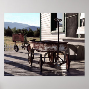 Poster Vagão e trator do brinquedo do vintage