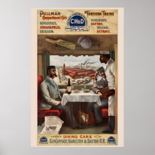 Poster Vagão Restaurante do Trem Pullman dos Anos 1890 Cl