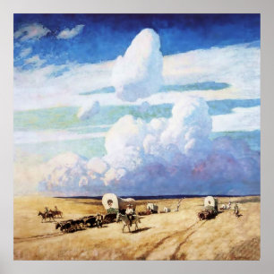 Poster "Vagões Cobertos" Arte Ocidental por NC Wyeth