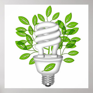 Póster Vai a ampola de poupança de energia verde