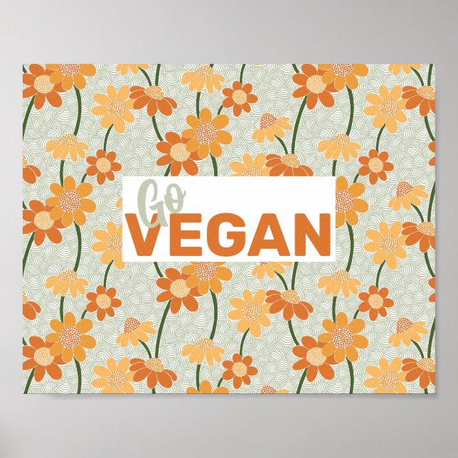 Poster Vai Vegan! Flores retrorreflectoras bonito mudas n (Frente)