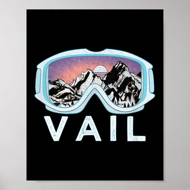 Poster Vail Ski Snowboard Design_vail, Co Goggles Skiing (Frente)
