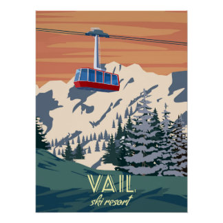 Póster Vail Ski Viagem resort poster vintage