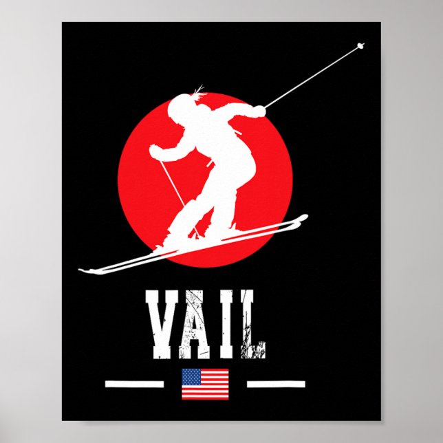 Poster Vail Usa Ski Resort Rocky Mountain American Skitin (Frente)