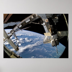 Póster Vaivém espacial Atlantis e uma nave espacial de