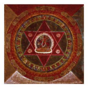 Póster Vajrayogini se posiciona em dois triângulos vermel