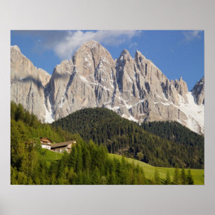 Poster Val di Funes, Villnosstal, Dolomites, Itália