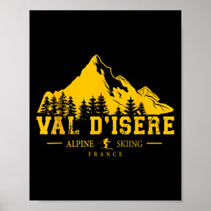 Poster Val Disère França Ski Resort Alpino Skiing Francês