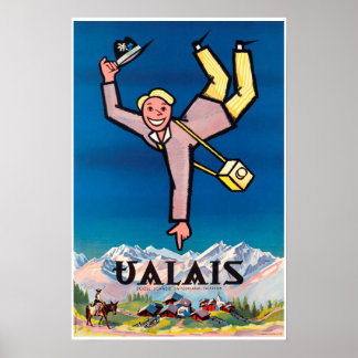 Póster Valais,Suiça,Suisse,Poster de esqui