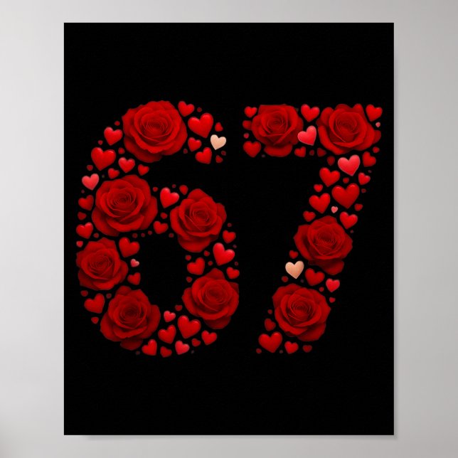 Poster Vale 67 Meme Rosa Corações Engraçado Seis Sete Val (Frente)