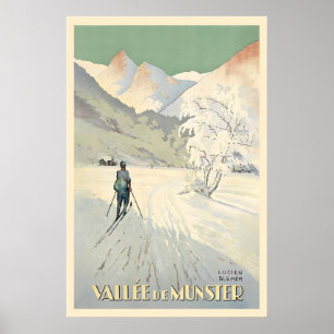 Poster Vale de Munster Vosges Alsácia França Esqui Vintag