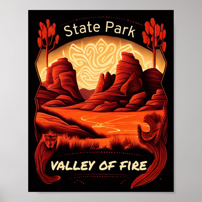 Poster Vale Do Fogo State Park Vintage (Frente)