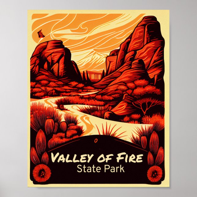 Poster Vale Do Fogo State Park Vintage Art (Frente)