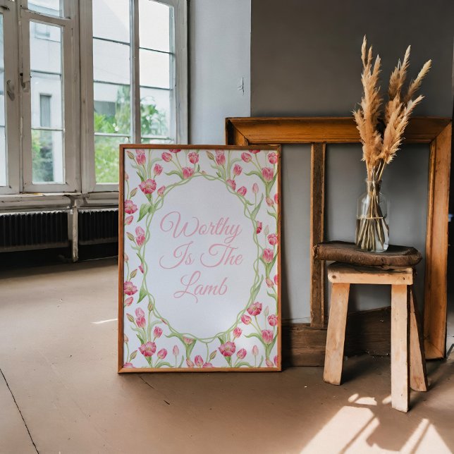 Poster Valência é a Arte Cristã de Muro de Tulipas Rosa d (Criador carregado)