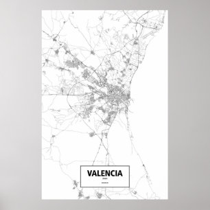 Póster Valencia, Spain (black on white)