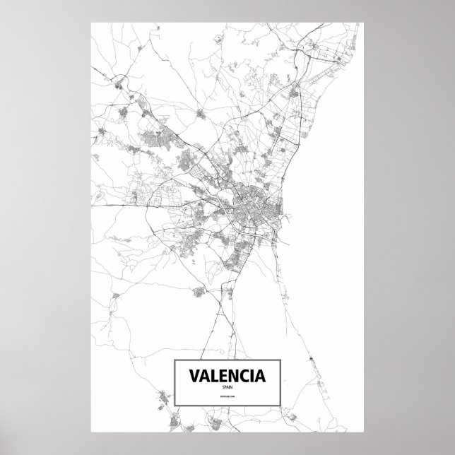 Póster Valencia, Spain (black on white) (Frente)