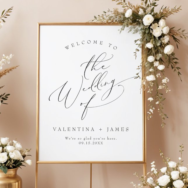 Poster VALENTINA Casamento de Script Minimalista Elegante (Criador carregado)