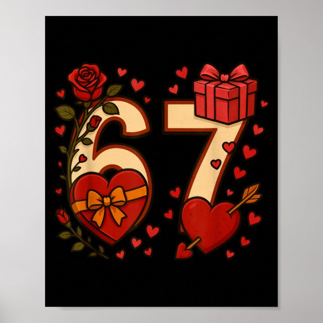 Poster Valentine 67 Meme Six Seven Funny Gen Alpha  (Frente)