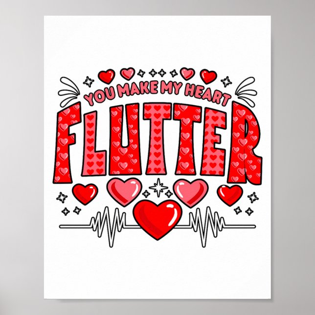 Poster Valentine Cardiac Nurse You Make My Heart Flutter  (Frente)