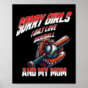 Poster Valentine Day Desculpe Meninas Baseball Mamãe Amav