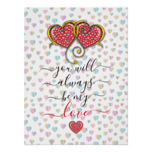 Póster Valentine Elegante Design de Corações Entrelaçados