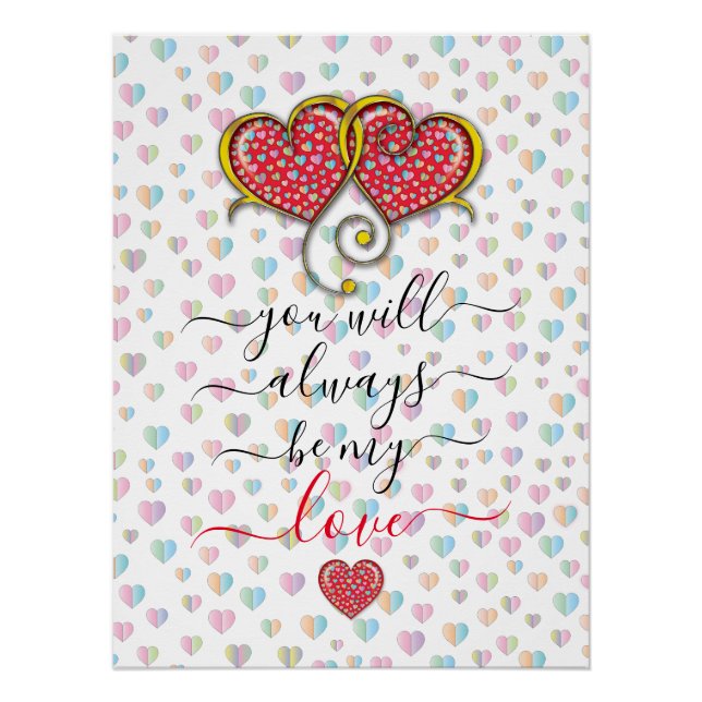 Póster Valentine Elegante Design de Corações Entrelaçados (Frente)