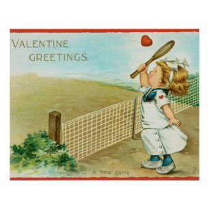 Póster Valentine Esquisito e Kitsch Temático de Tênis, ce