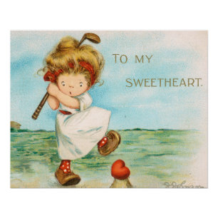 Póster Valentine Excêntrico e Kitsch Temático de Golfe, c