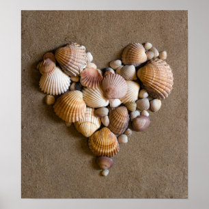 Poster Valentine Heart Made with Shells