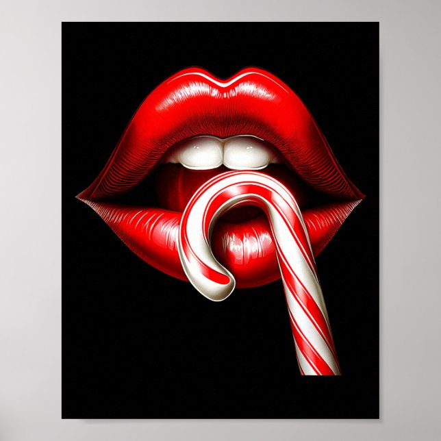Poster Valentine Lips Kisses Valentines Funny Candy Cane  (Frente)