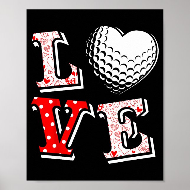 Poster Valentine Love Golf Heart Valentine Day Women Men  (Frente)