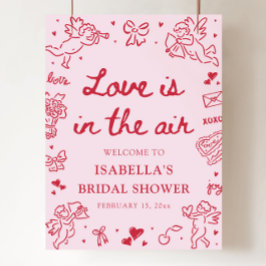 Poster Valentine Love is in the Air Bridal Shower Welcome