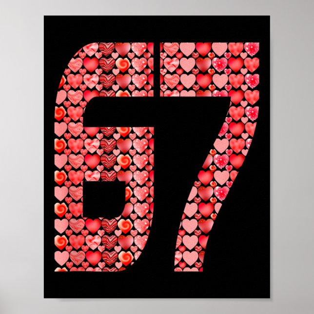 Poster Valentine’s Day 67 Meme Filled With Hearts Funny S (Frente)
