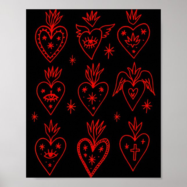 Poster Valentine’s Day Mexican Milagro Gothic Goth Sacred (Frente)