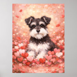 Poster Valentine Schnauzer with Hearts
