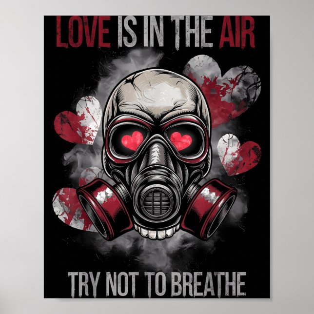 Poster Valentine Skull Gas Mask Love Romance  (Frente)