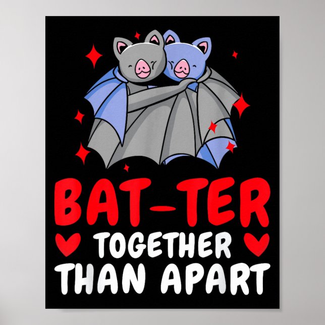 Poster Valentine's Day Cuddling Cute Bats Couple Bat Vale (Frente)