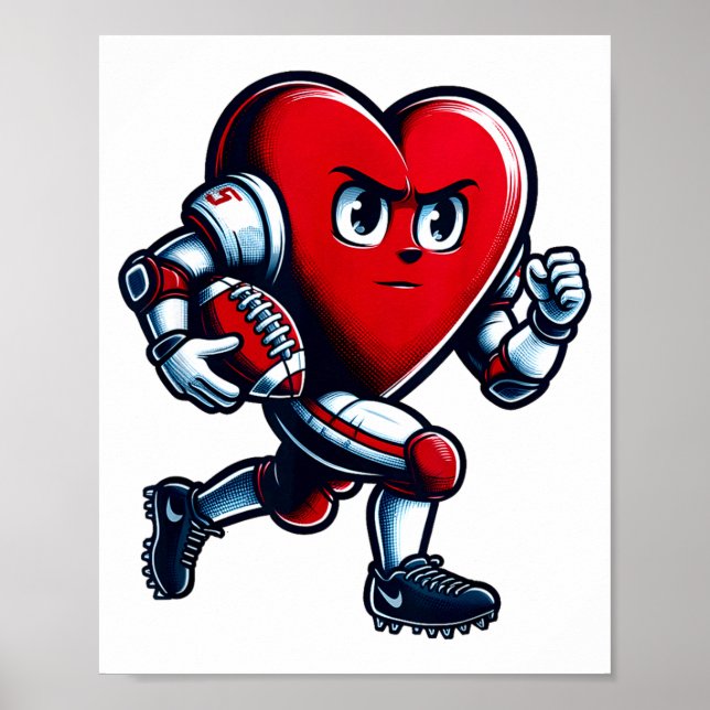 Poster Valentines Day Heart Football Player Team Srts  (Frente)